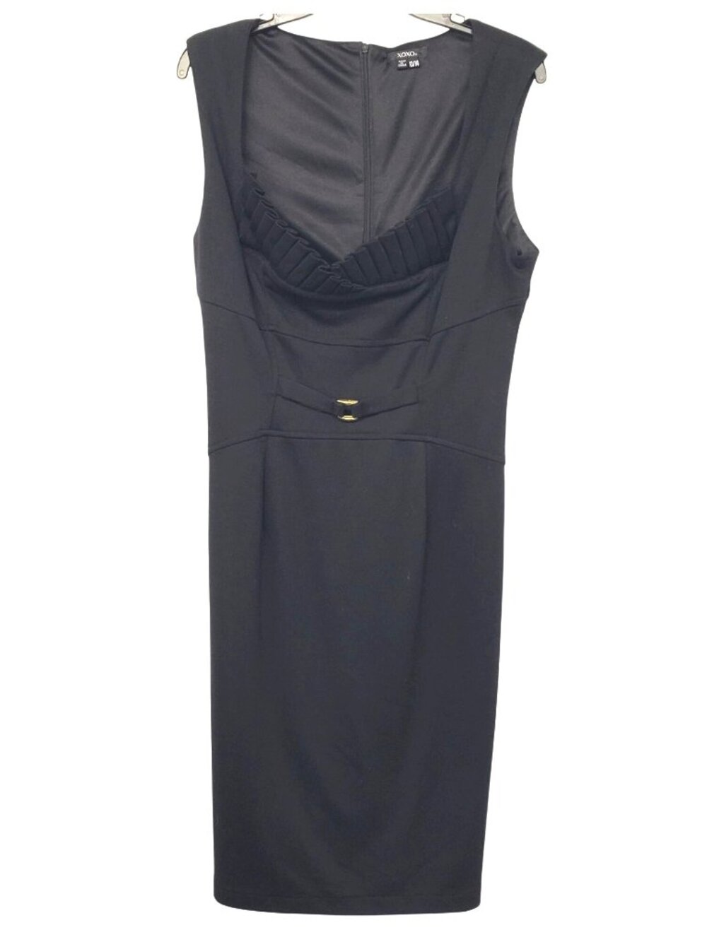 XOXO Black Wiggle Dress Y2K Bodycon Sleeveless Midi Dress Office Siren 13/14